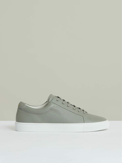 Tumbled-Leather Low-Top Trainers in Mint Green Men | Reiss