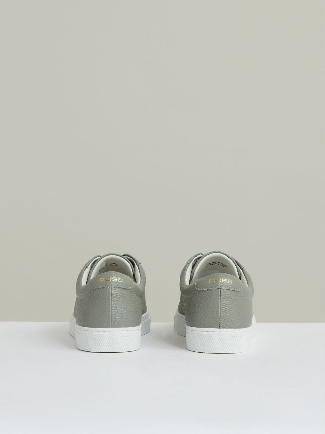 Tumbled-Leather Low-Top Trainers in Mint Green Men | Reiss