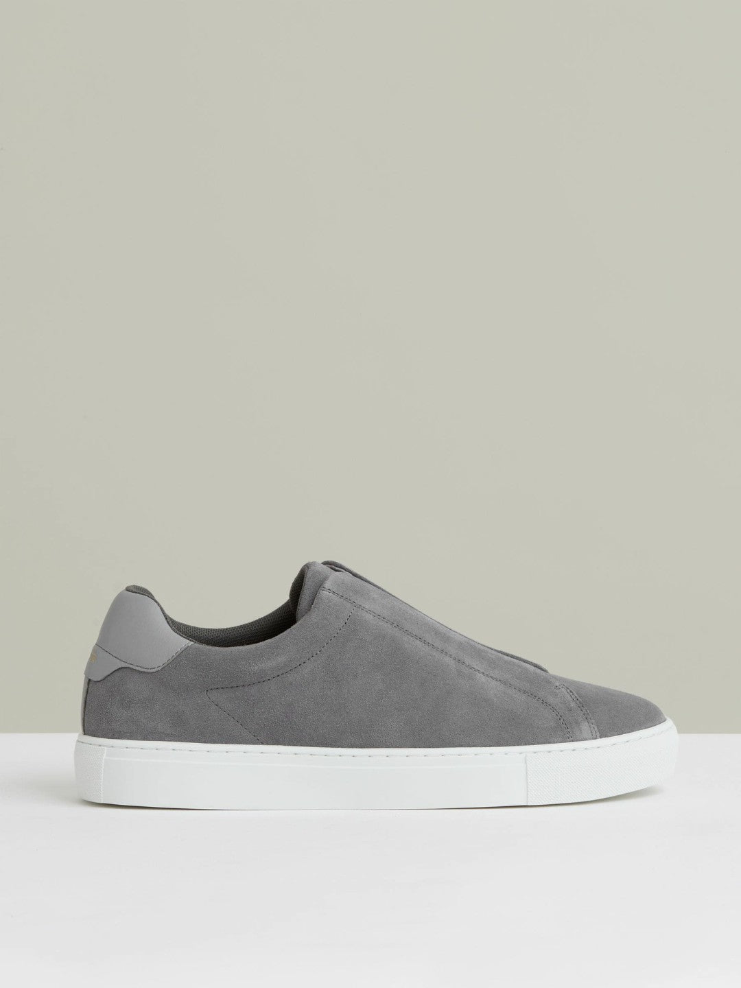 Suede Slip-On Elasticated Trainers in Grey Men | Reiss