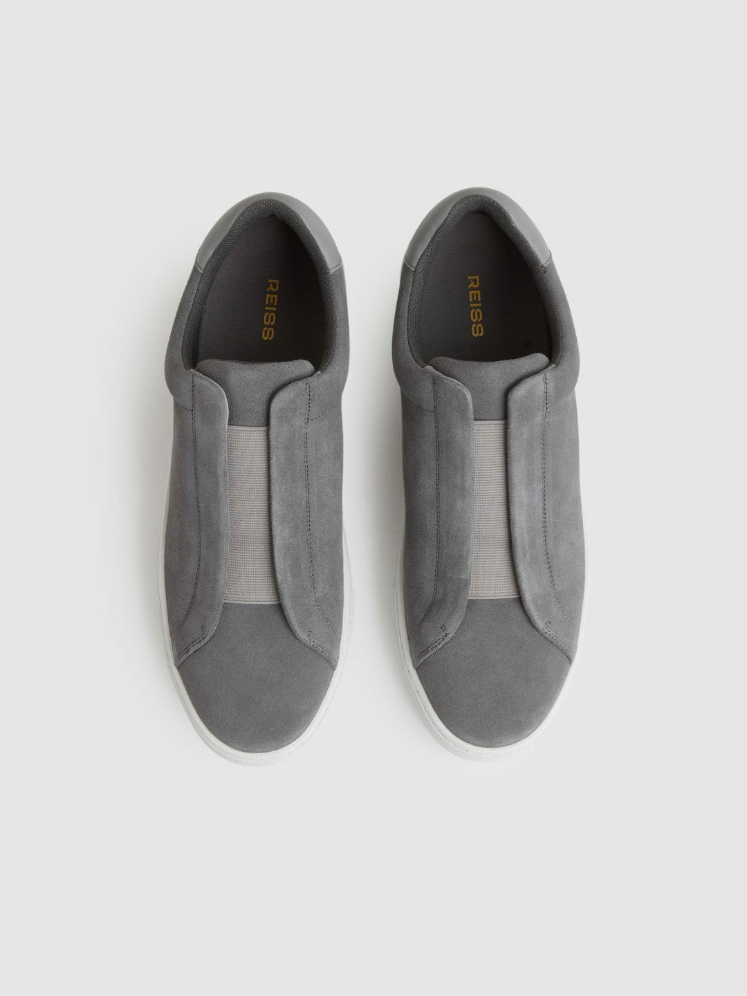 Suede Slip-On Elasticated Trainers in Grey Men | Reiss