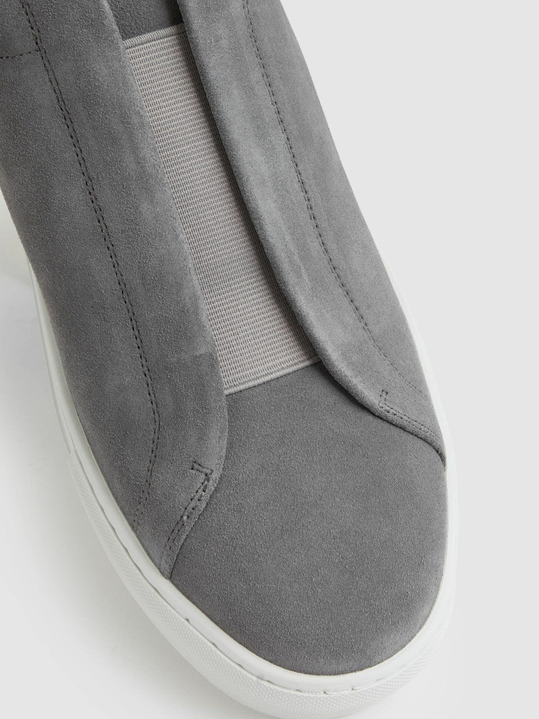 Suede Slip-On Elasticated Trainers in Grey Men | Reiss
