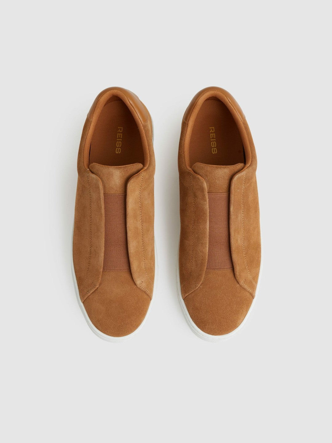 Suede Slip-On Elasticated Trainers in Tan Brown Men | Reiss