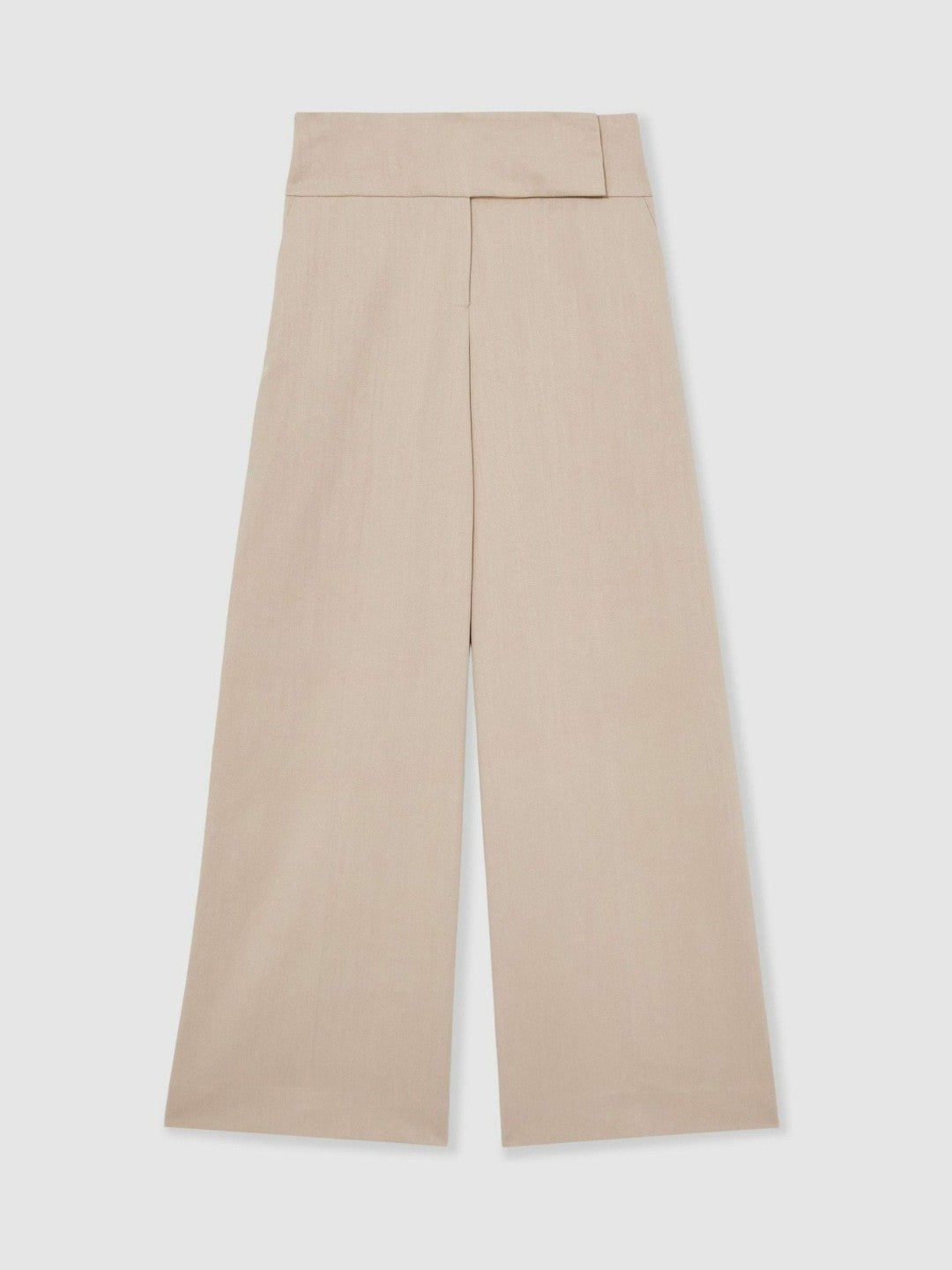 Lyocell-Linen Wide-Leg Trousers in Neutral Women | Reiss