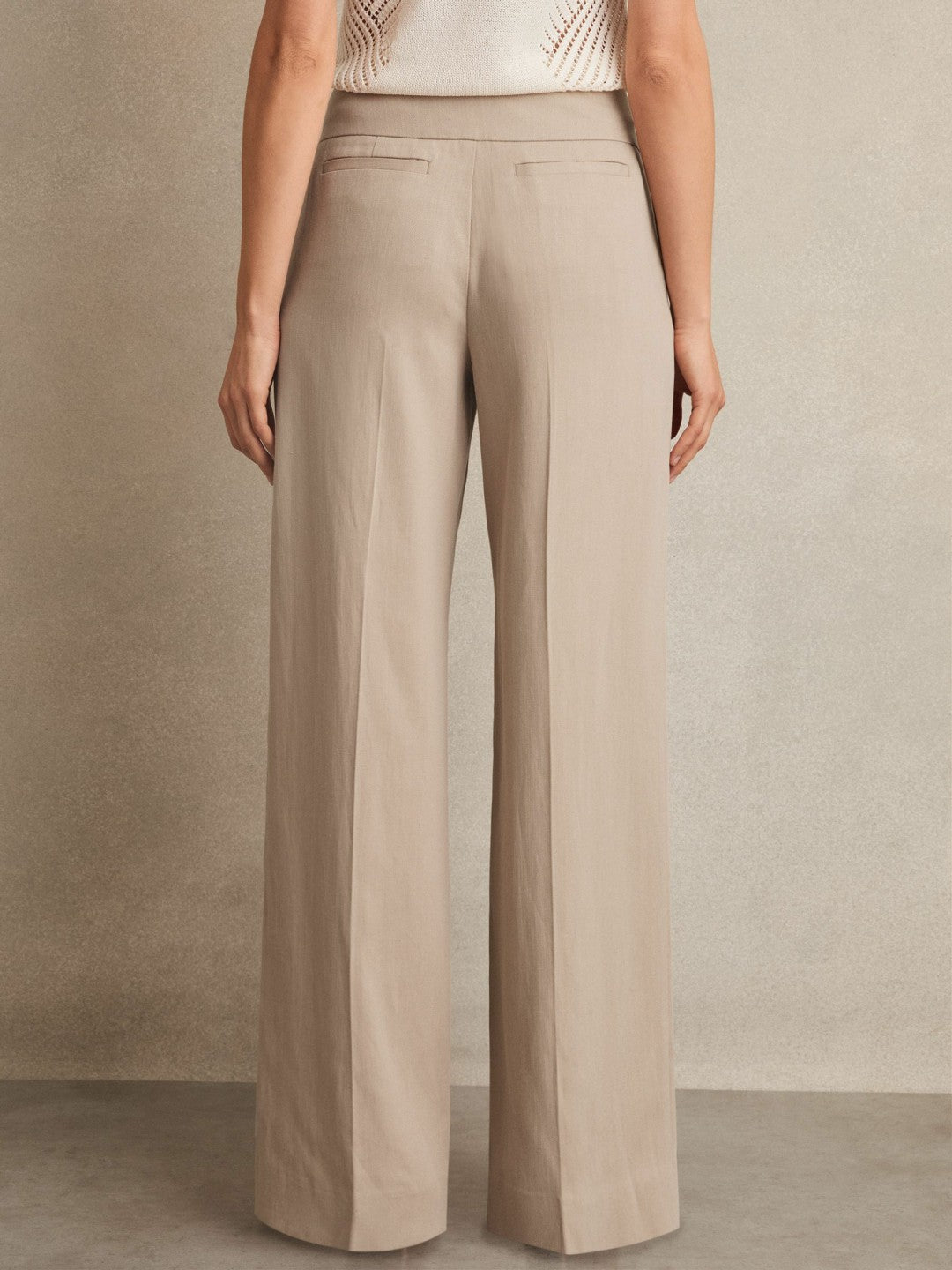Lyocell-Linen Wide-Leg Trousers in Neutral Women | Reiss
