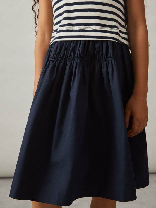 9-13 yrs Cotton Layered Sleeveless Midi Dress in Navy Children & Baby | Reiss