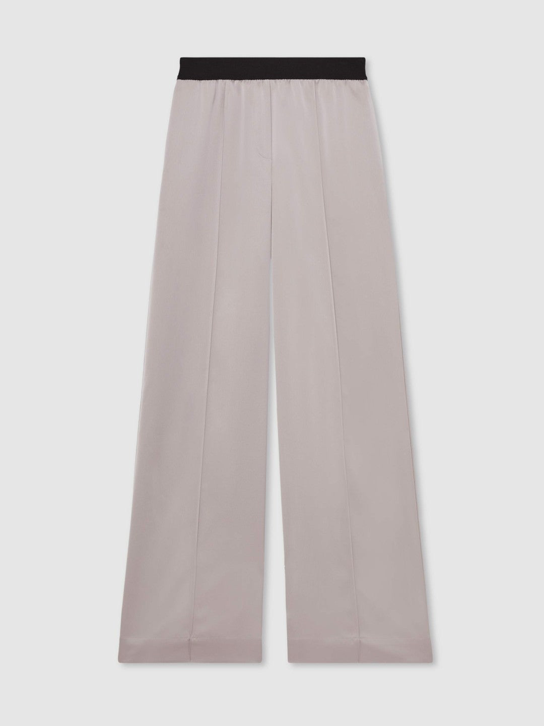 Satin Wide Leg Elastic Waist Trousers in Grey Women | Reiss