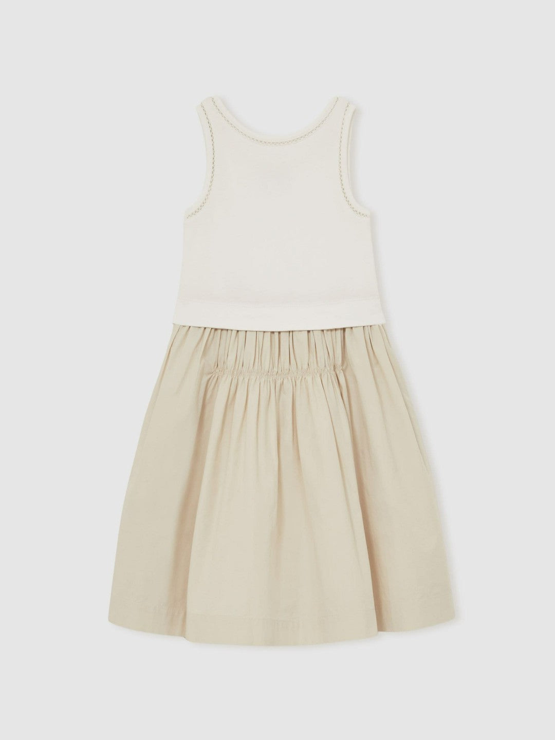 13-14 yrs Cotton Layered Sleeveless Midi Dress in Neutral Children & Baby | Reiss