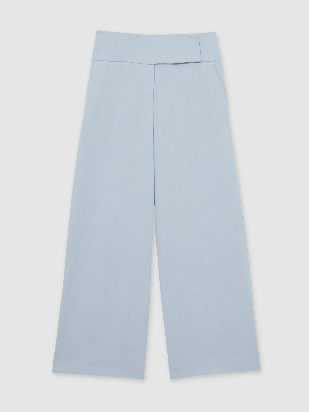 Lyocell-Linen Wide-Leg Trousers in Blue Women | Reiss