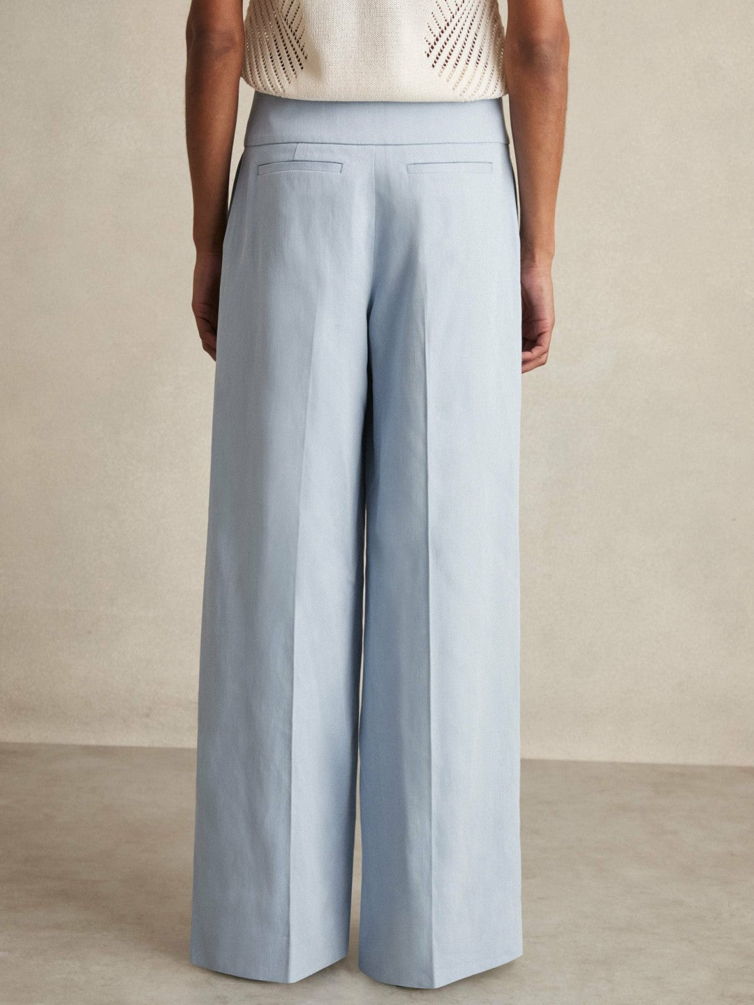 Lyocell-Linen Wide-Leg Trousers in Blue Women | Reiss