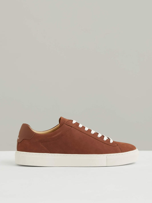 Nubuck Leather Low-Top Trainers in Brickwood Red Men | Reiss