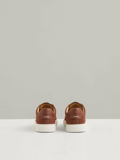 Nubuck Leather Low-Top Trainers in Brickwood Red Men | Reiss