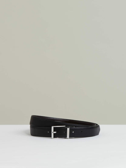 Reversible Leather Belt with Interchangeable Buckle in Black/Brown Men | Reiss