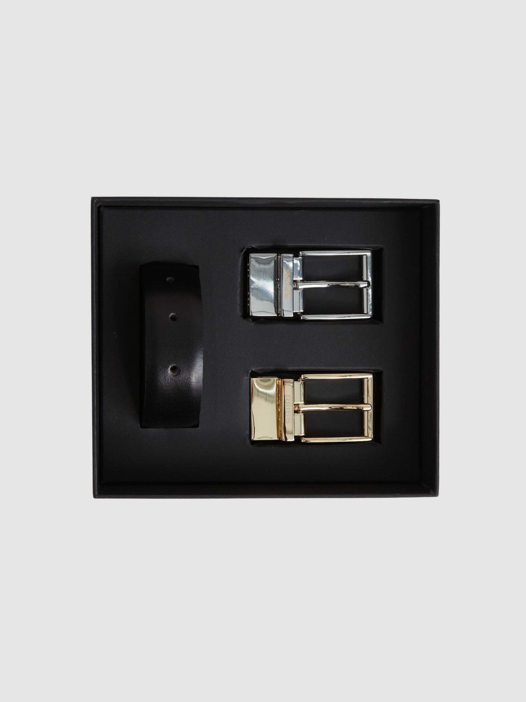 Reversible Leather Belt with Interchangeable Buckle in Black/Brown Men | Reiss