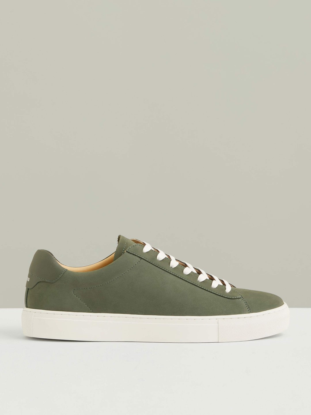 Nubuck Leather Low-Top Trainers in Thyme Green Men | Reiss