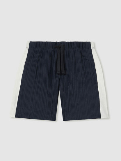 3-9 yrs Plissé Colour-Block Shorts in Navy/White Children & Baby | Reiss