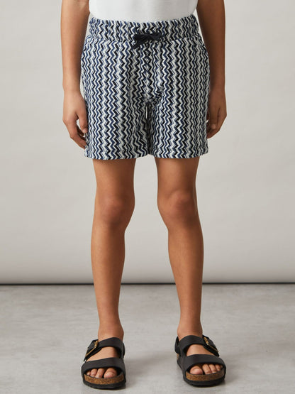 9-13 yrs Zig-Zag Knit Drawstring Shorts in Blue Children & Baby | Reiss