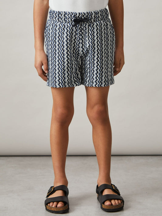 9-13 yrs Zig-Zag Knit Drawstring Shorts in Blue Children & Baby | Reiss