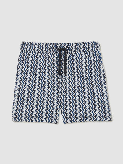 9-13 yrs Zig-Zag Knit Drawstring Shorts in Blue Children & Baby | Reiss