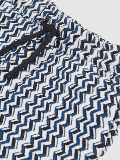 9-13 yrs Zig-Zag Knit Drawstring Shorts in Blue Children & Baby | Reiss
