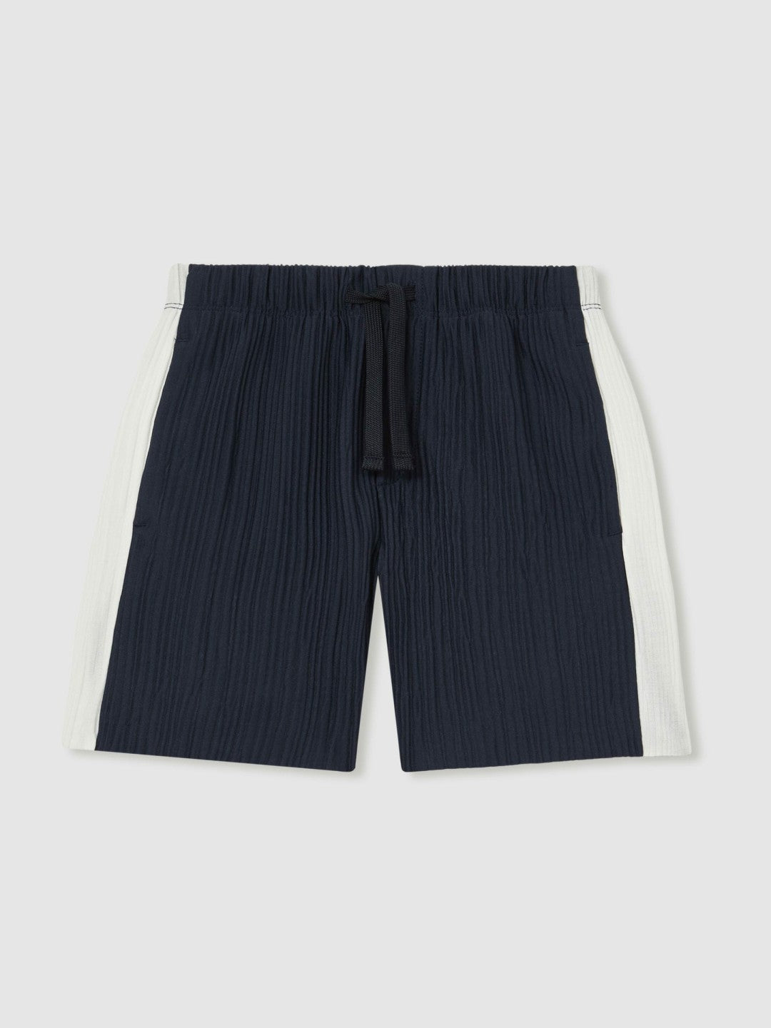 9-13 yrs Plissé Colour-Block Shorts in Navy/White Children & Baby | Reiss