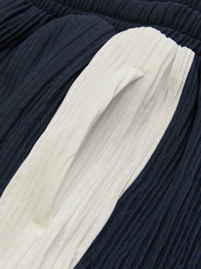9-13 yrs Plissé Colour-Block Shorts in Navy/White Children & Baby | Reiss