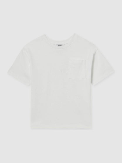 3-9 yrs Cotton Palm-Embroidery Oversize T-Shirt in Off White Children & Baby | Reiss