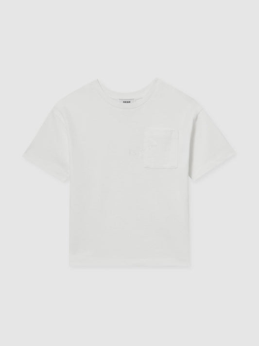 13-14 yrs Cotton Palm-Embroidery Oversize T-Shirt in Off White Children & Baby | Reiss