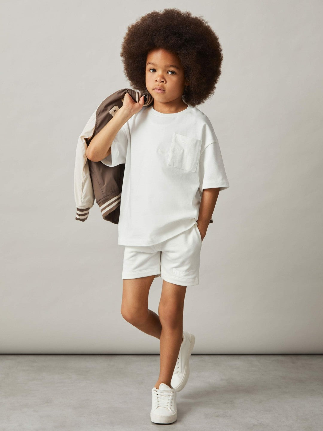 3-9 yrs Cotton Brand-Embroidered Shorts in Off White Children & Baby | Reiss