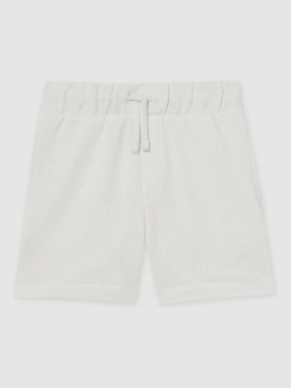 3-9 yrs Cotton Brand-Embroidered Shorts in Off White Children & Baby | Reiss