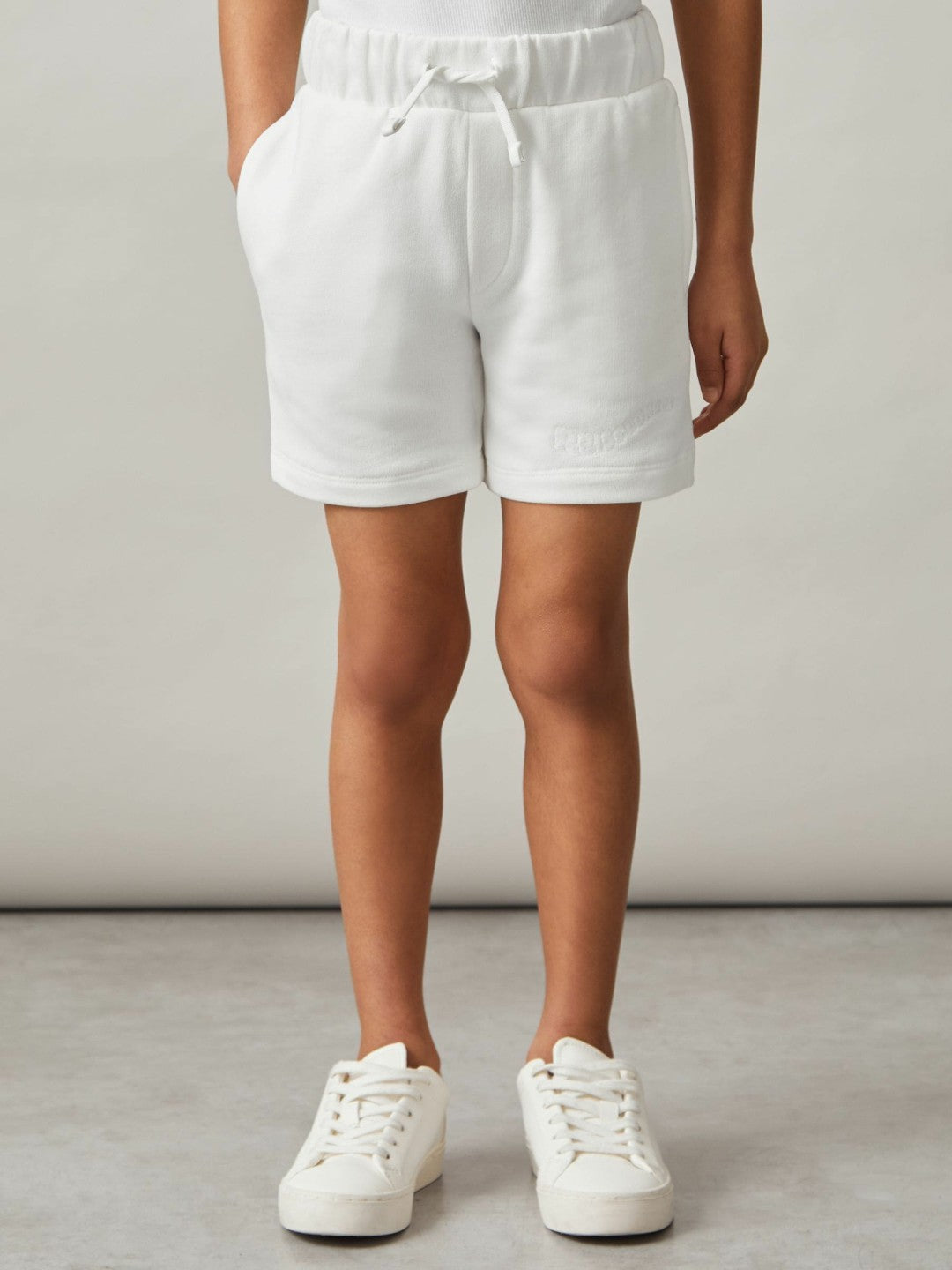 3-9 yrs Cotton Brand-Embroidered Shorts in Off White Children & Baby | Reiss