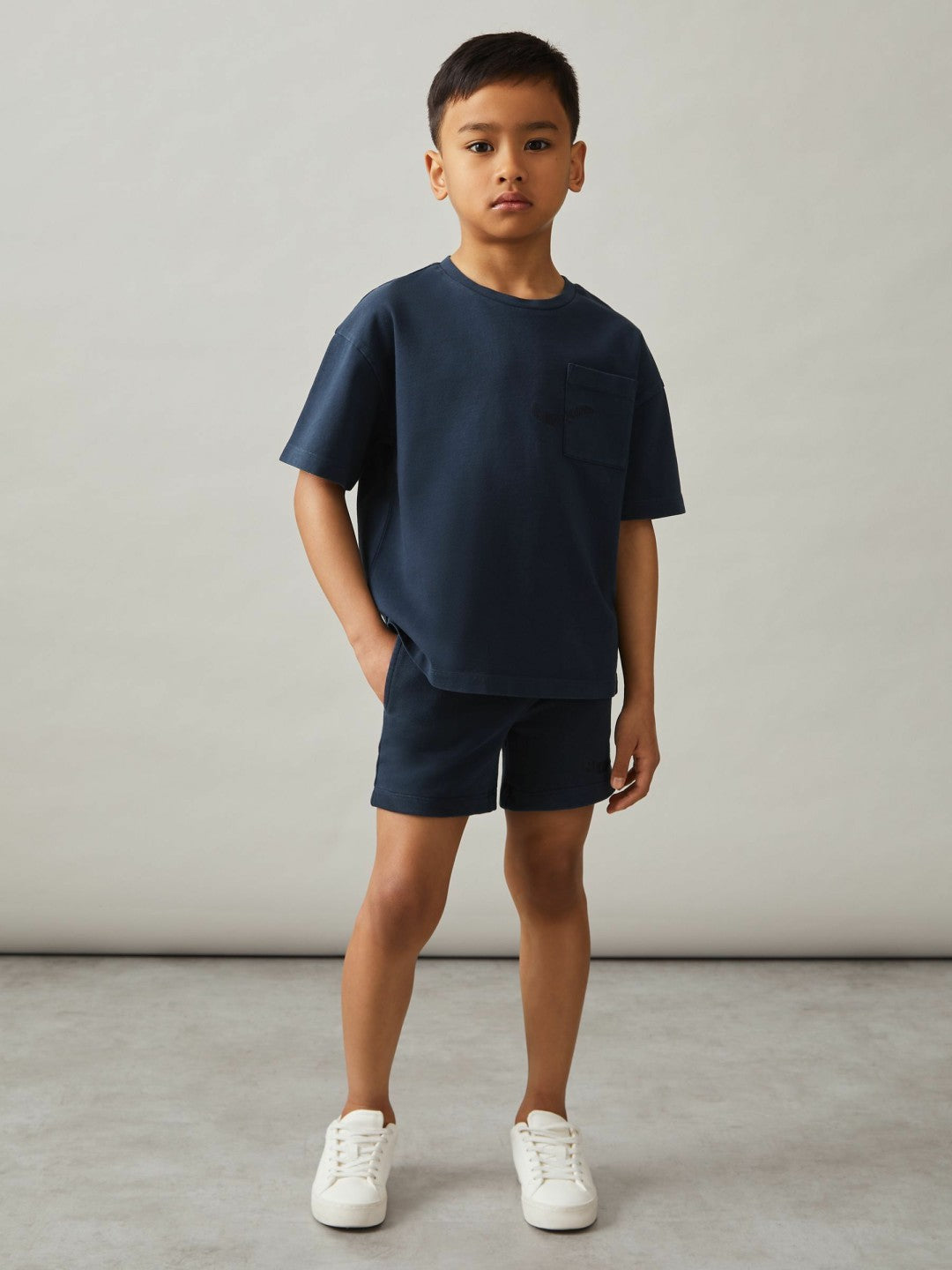 3-9 yrs Cotton Palm-Embroidery Oversize T-Shirt in Washed Navy Children & Baby | Reiss