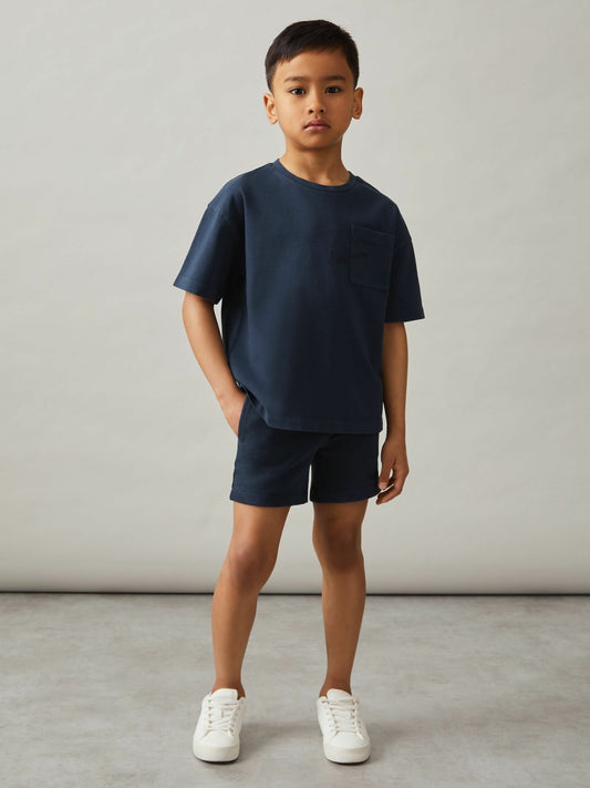 3-9 yrs Cotton Palm-Embroidery Oversize T-Shirt in Washed Navy Children & Baby | Reiss