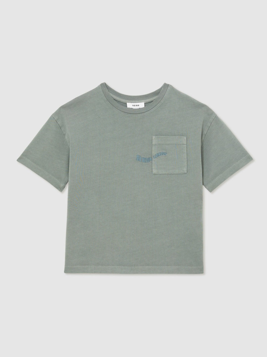 13-14 yrs Cotton Palm-Embroidery Oversize T-Shirt in Washed Sage Children & Baby | Reiss
