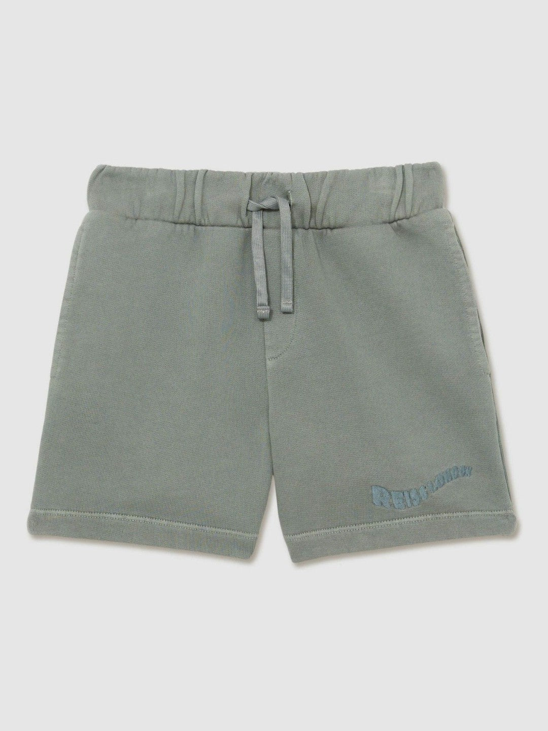 3-9 yrs Cotton Brand-Embroidered Shorts in Washed Sage Children & Baby | Reiss