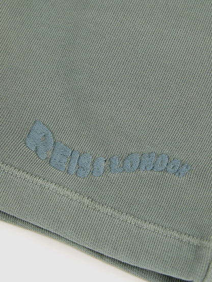 3-9 yrs Cotton Brand-Embroidered Shorts in Washed Sage Children & Baby | Reiss