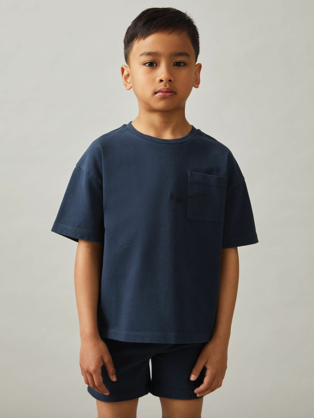 9-13 yrs Cotton Palm-Embroidery Oversize T-Shirt in Washed Navy Children & Baby | Reiss