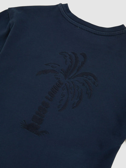 9-13 yrs Cotton Palm-Embroidery Oversize T-Shirt in Washed Navy Children & Baby | Reiss