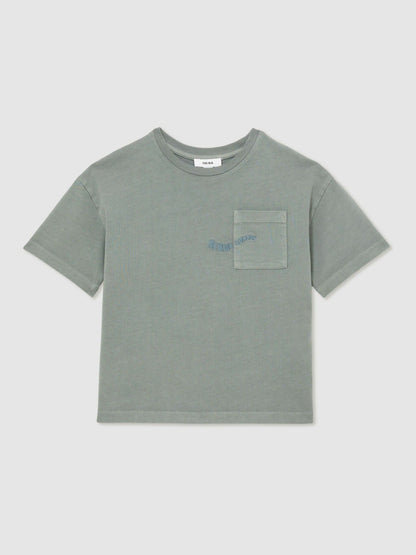 9-13 yrs Cotton Palm-Embroidery Oversize T-Shirt in Washed Sage Children & Baby | Reiss