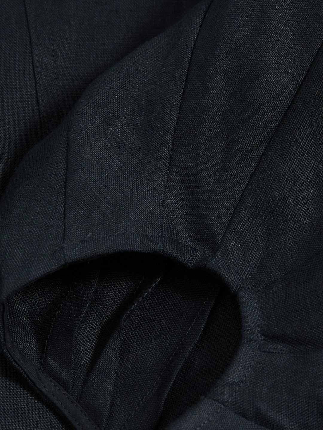 Linen Balloon-Sleeve Top in Navy Women | Reiss