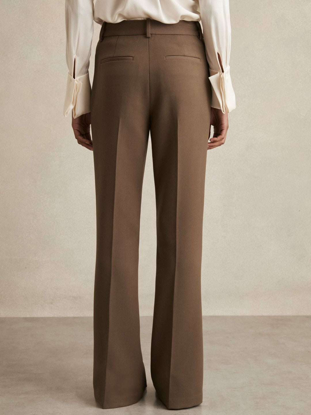 Petite Flared Suit Trousers in Mink Neutral Women | Reiss