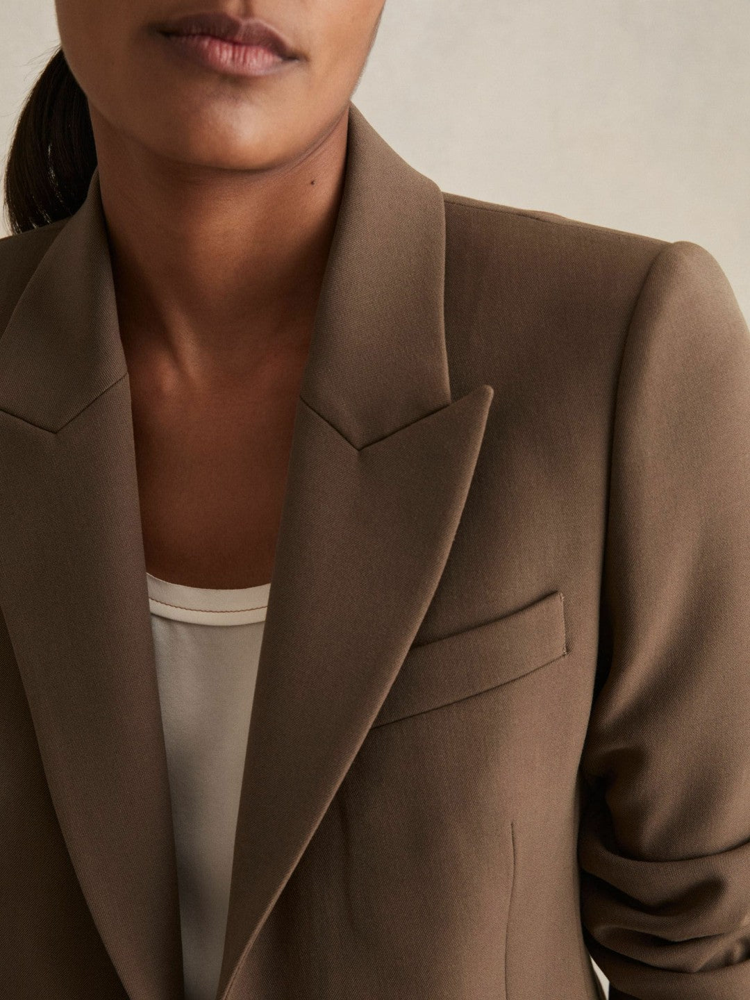 Tailored Single Breasted Suit Blazer in Mink Neutral Women | Reiss