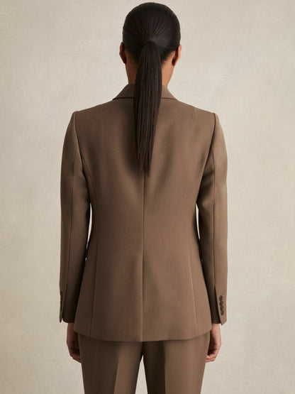 Tailored Single Breasted Suit Blazer in Mink Neutral Women | Reiss