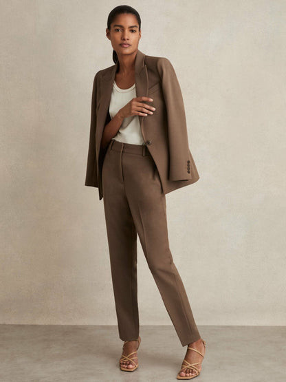 Petite Tailored Single Breasted Suit Blazer in Mink Neutral Women | Reiss