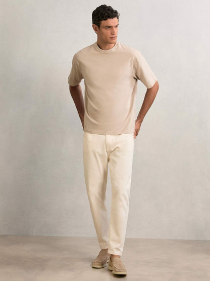 Cotton Garment-Dyed Oversize T-Shirt in Oatmeal Men | Reiss