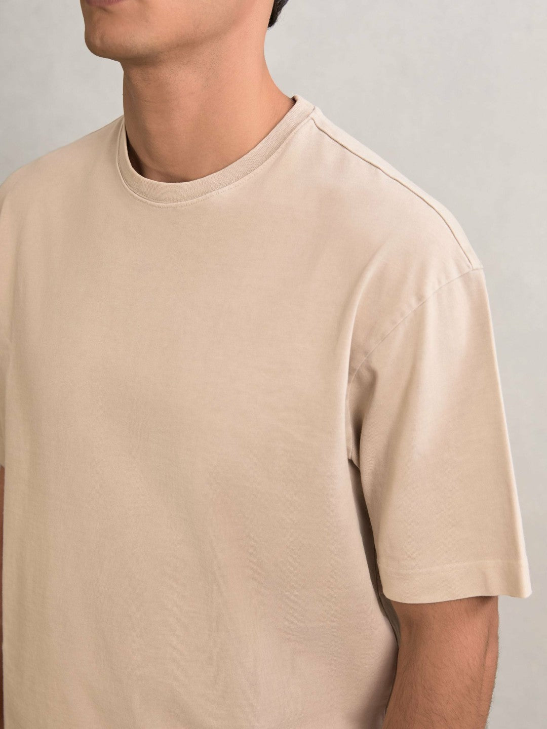 Cotton Garment-Dyed Oversize T-Shirt in Oatmeal Men | Reiss