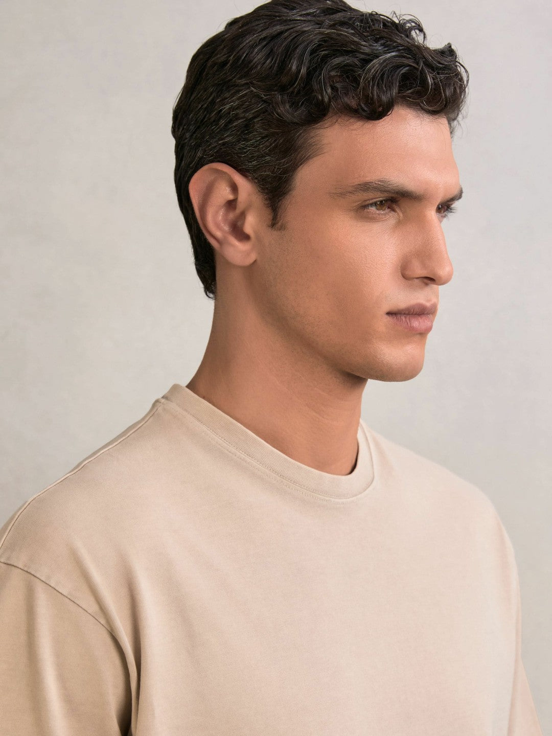 Cotton Garment-Dyed Oversize T-Shirt in Oatmeal Men | Reiss