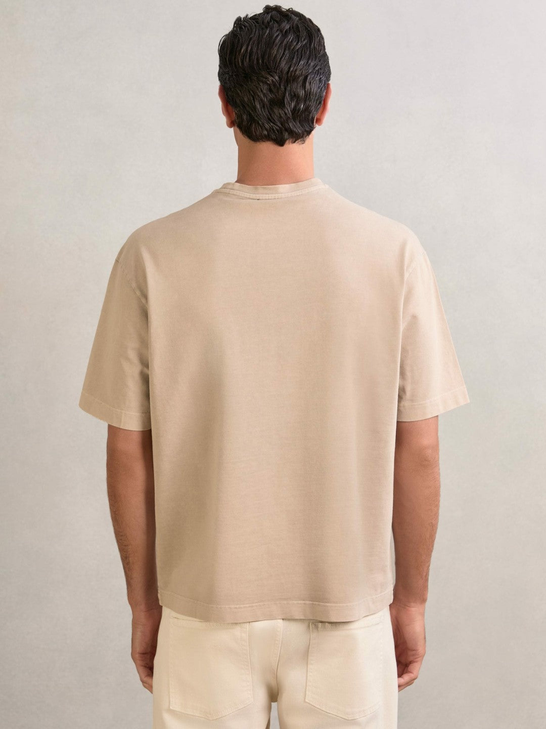 Cotton Garment-Dyed Oversize T-Shirt in Oatmeal Men | Reiss