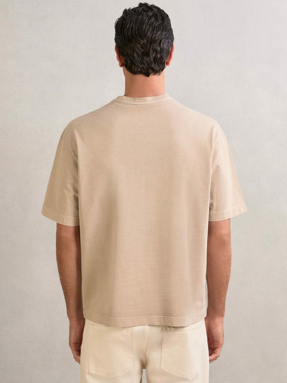 Cotton Garment-Dyed Oversize T-Shirt in Oatmeal Men | Reiss