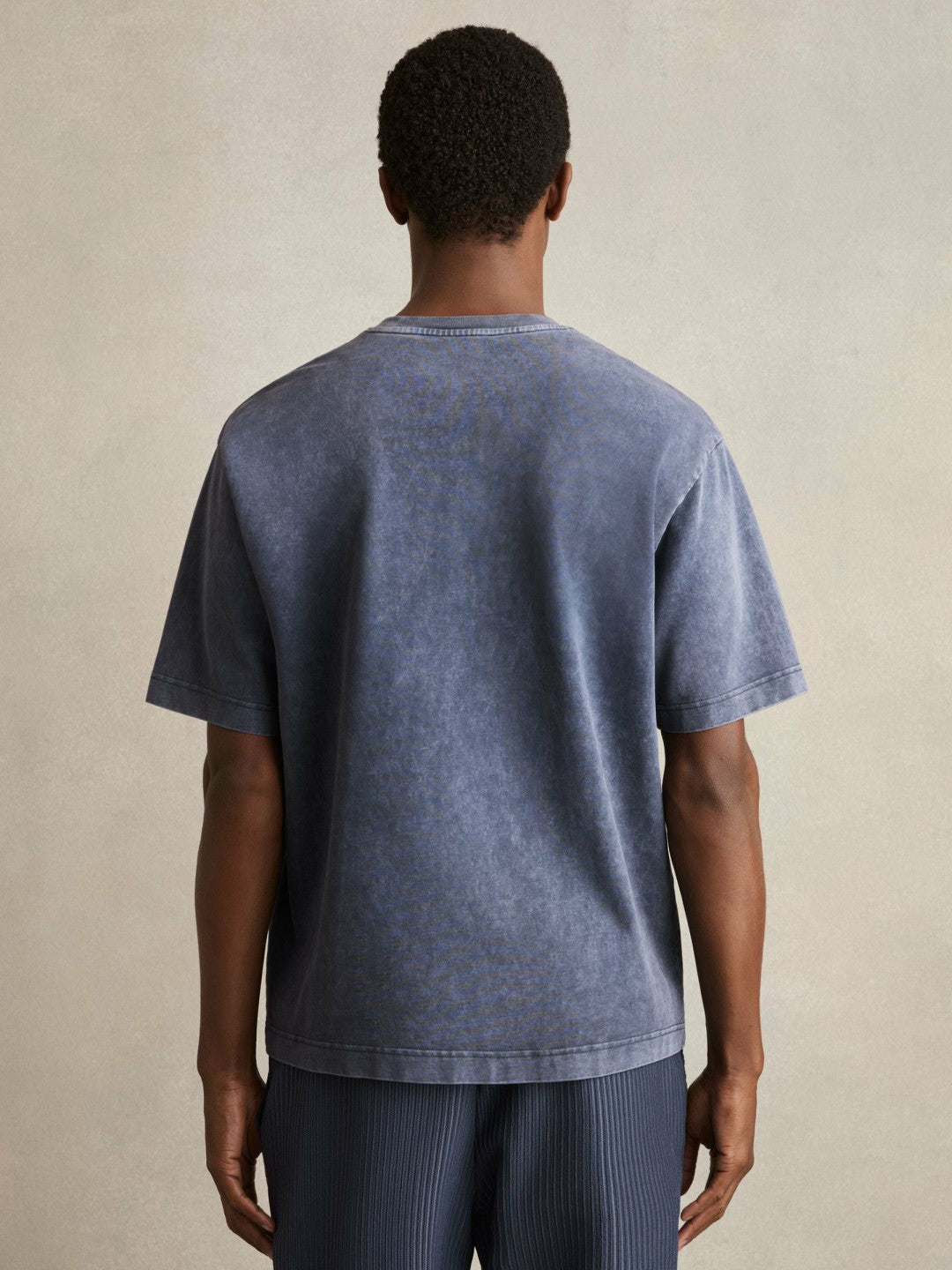 Cotton Garment-Dyed Oversize T-Shirt in Indigo Blue Men | Reiss