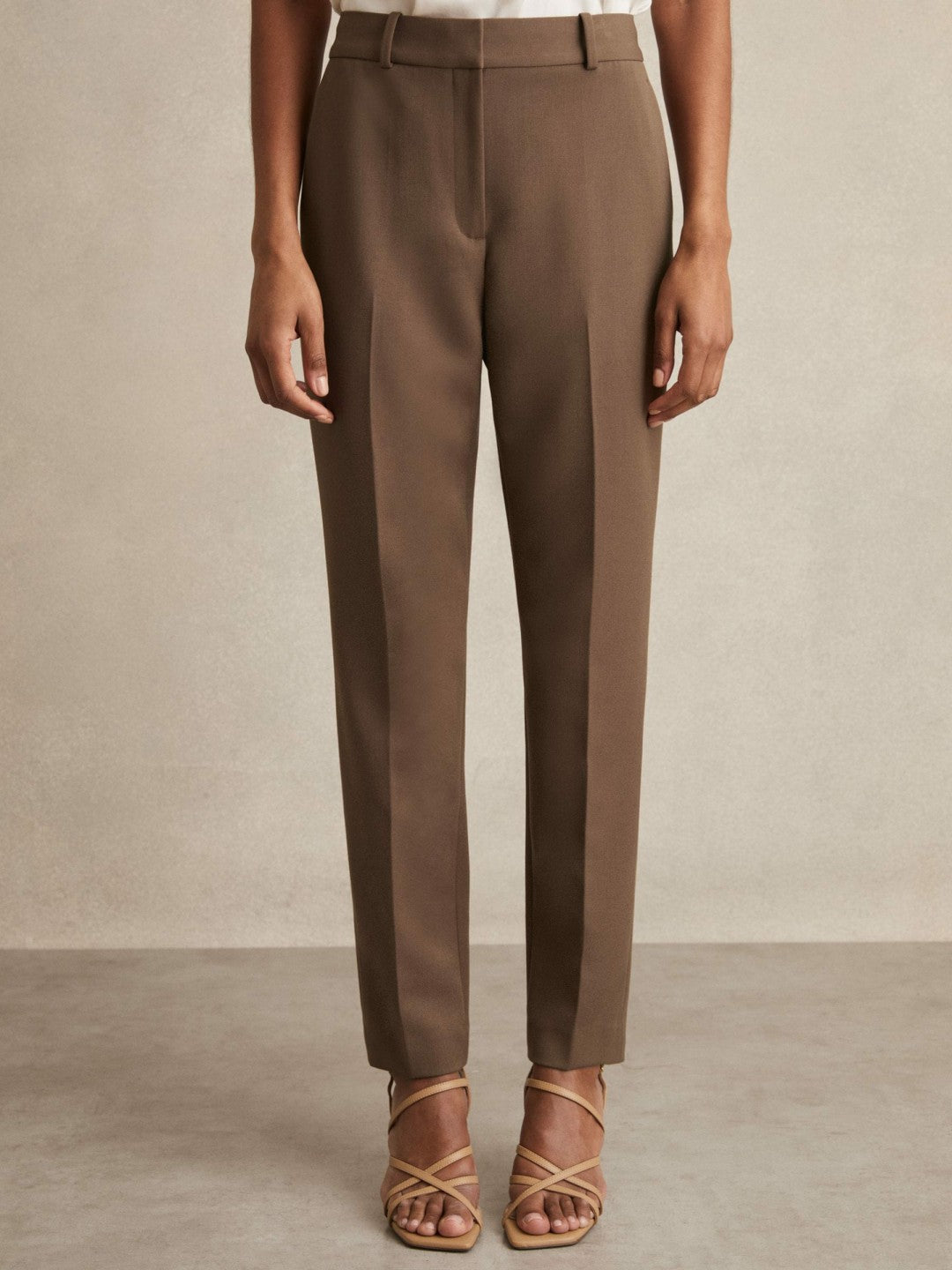 Slim Fit Suit Trousers in Mink Neutral Women | Reiss